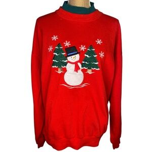 Snowman Holiday Embroidered Sweatshirt Crewneck